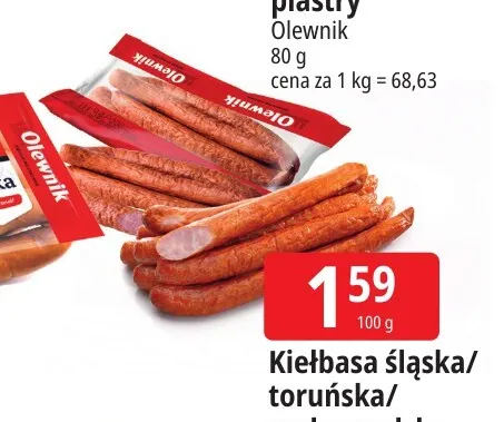 Kiełbasa toruńska Olewnik promocja w Leclerc