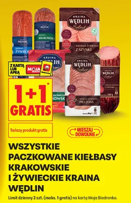 Kiełbasa żywiecka paczkowana 1+1 GRATIS promocja w Biedronka