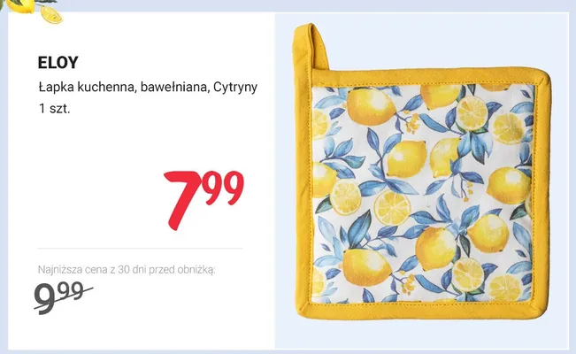 Łapka kuchenna bawełniana ELOY Cytryny promocja w Rossmann