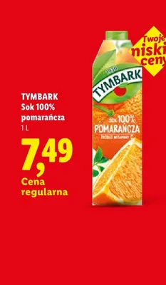 Sok 100% pomarańcza Tymbark promocja w Lidl
