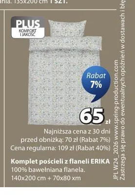 Komplet pościeli z flaneli ERIKA 140x200 cm + 70x80 cm promocja w Jysk