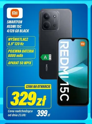 Smartfon Xiaomi Redmi 15C 4/128 GB Black promocja w RTV EURO AGD