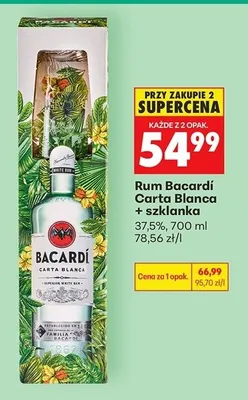 Rum Bacardí Carta Blanca + szklanka promocja w Biedronka