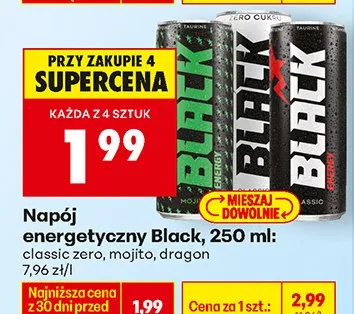 Napój energetyczny Black classic zero promocja w Biedronka