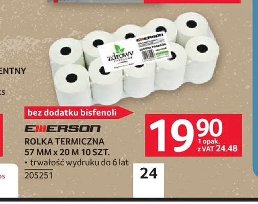 Rolka termiczna 57mmx20 m Emerson promocja w Selgros