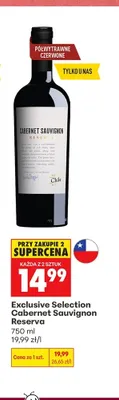 Wino czerwone półwytrawne Exclusive Selection Cabernet Sauvignon Reserva promocja w Biedronka