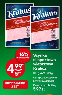Szynka eksportowa wieprzowa Krakus promocja w Żabka