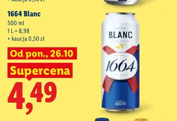 Piwo 1664 Blanc promocja w Lidl