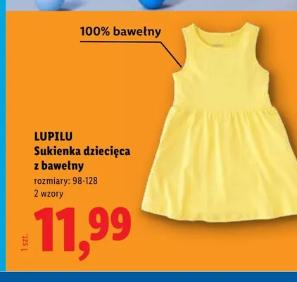 Sukienka dziecięca z bawełny Lupilu promocja w Lidl