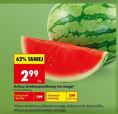 Arbuz drobnopestkowy na wagę promocja w Biedronka