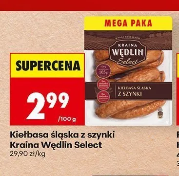 Kiełbasa śląska z szynki Kraina Wędlin Select promocja w Biedronka