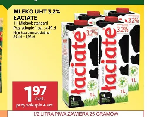 Mleko UHT 3,2% Łaciate promocja w Stokrotka