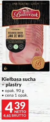 Kiełbasa sucha - plastry promocja w Makro