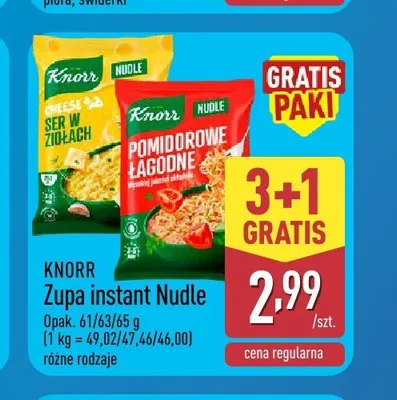 Zupa instant Nudle pomidorowe łagodne Knorr promocja w Aldi