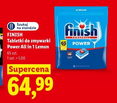Tabletki do zmywarki Finish Power All in 1 Lemon promocja w Lidl