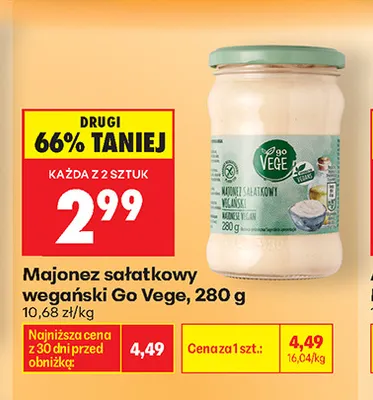Majonez sałatkowy wegański Go Vege promocja w Biedronka