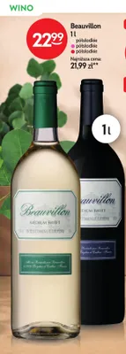Wino białe Beauvillon półsłodkie promocja w Żabka