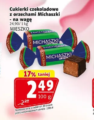 Cukierki czekoladowe z orzechami Michaszki na wagę Mieszko promocja w Prim Market