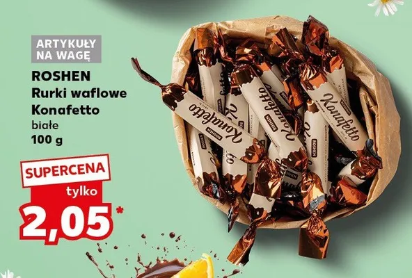 Rurki waflowe Konafetto białe promocja w Kaufland