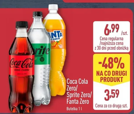 Napój coca cola zero/sprite zero/fanta zero promocja w Aldi