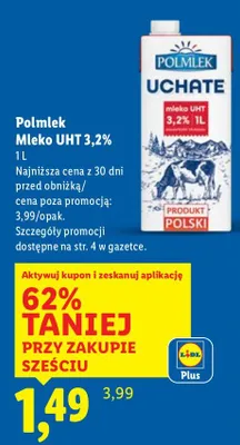 Mleko UHT 3,2% promocja w Lidl