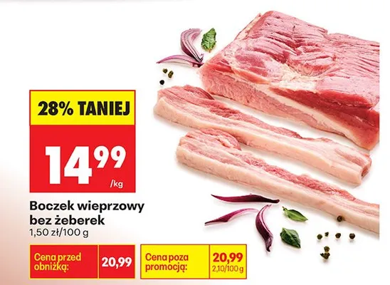 Boczek wieprzowy bez żeberek promocja w Biedronka