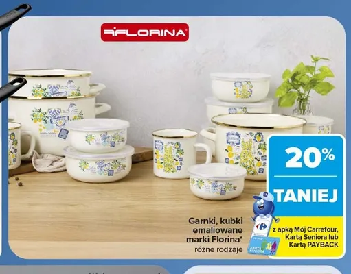 Garnki i kubki emaliowane Florina promocja w Carrefour