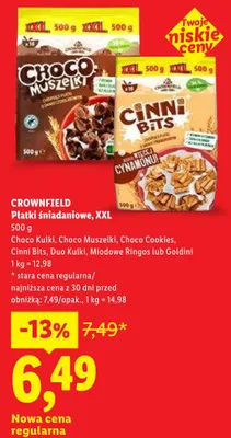 Płatki śniadaniowe XXL Cinni Bits CROWNFIELD promocja w Lidl