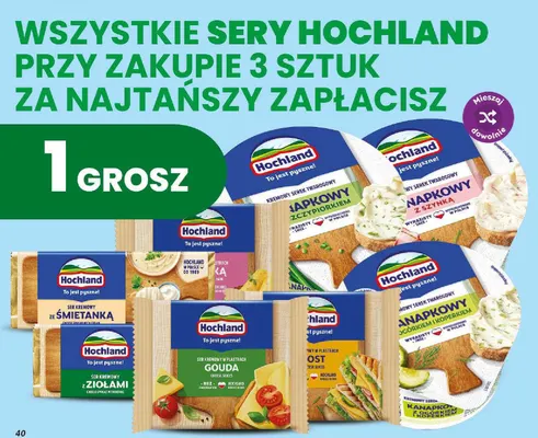 Kremowy serek twarogowy Kanapkowy z ogórkiem i koperkiem Hochland promocja w Dino