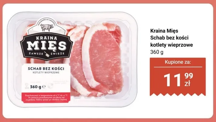 Schab bez kości kotlety wieprzowe Kraina Mięs promocja w Biedronka