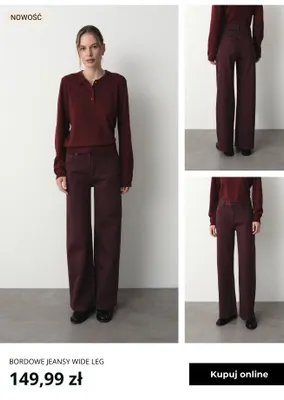 Bordowe jeansy wide leg Greenpoint promocja w Greenpoint