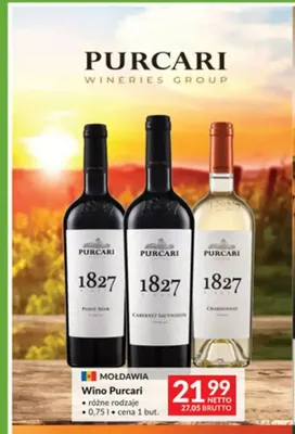 Wino Purcari 1827 Pinot Noir promocja w Makro