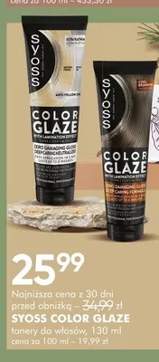 Tonery do włosów Syoss Color Glaze promocja w Super-Pharm