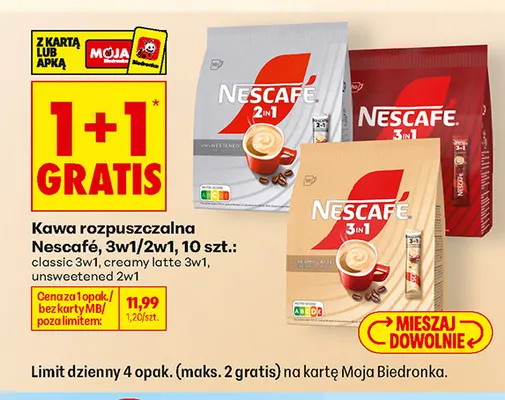 Kawa rozpuszczalna Nescafé 3w1 creamy latte promocja w Biedronka