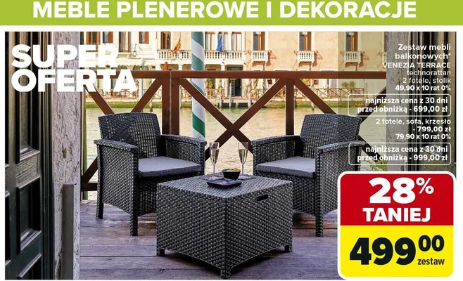 Zestaw mebli balkonowych Venezia Terrace promocja w Carrefour