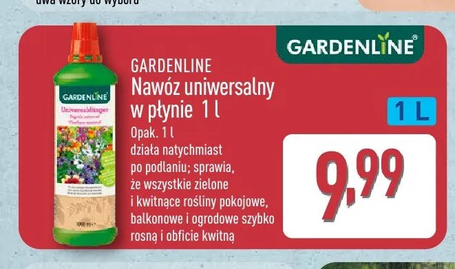 Nawóz uniwersalny w płynie Gardenline promocja w Aldi