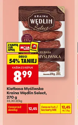 Kiełbasa myśliwska Kraina Wędlin Select promocja w Biedronka