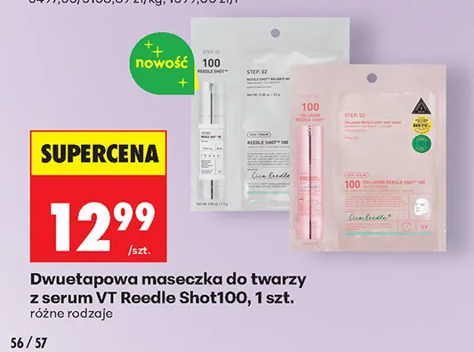 Dwuetapowa maseczka do twarzy z serum VT Reedle Shot100 promocja w Biedronka