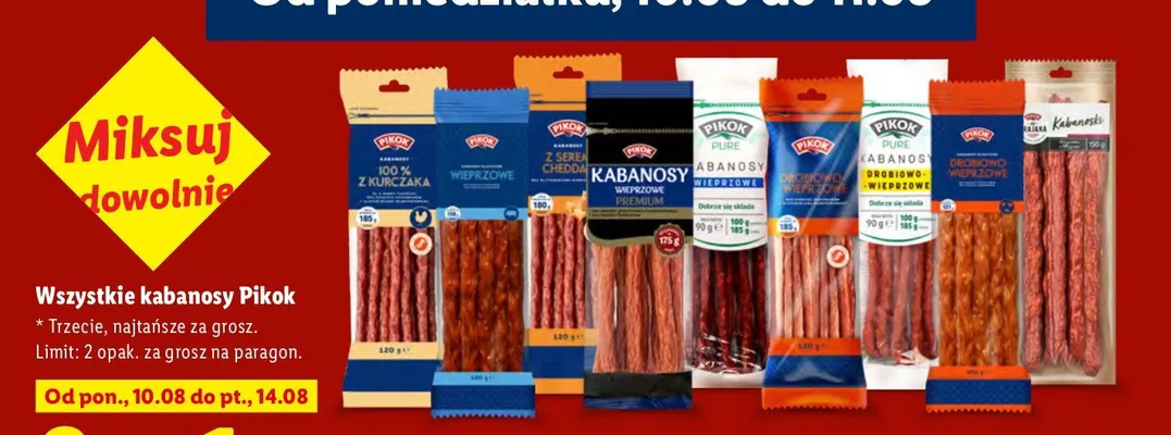 Kabanosy wieprzowe Pikok promocja w Lidl