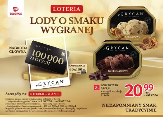 Lody GRYCAN promocja w Selgros