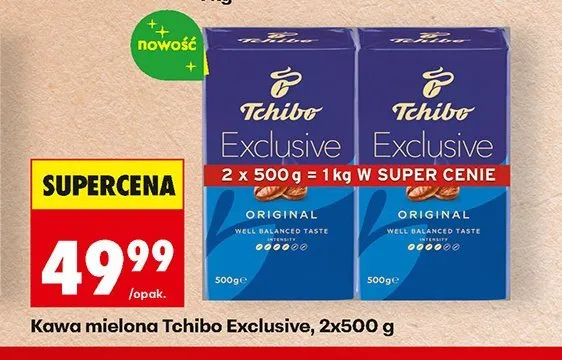 Kawa mielona Tchibo Exclusive 2-pak 500 g promocja w Biedronka