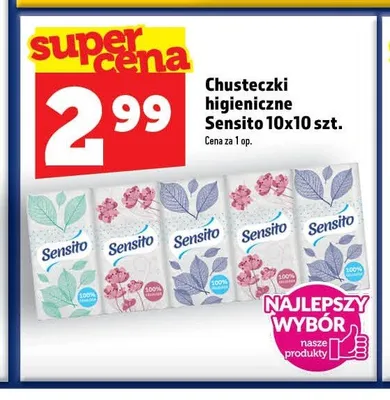 Chusteczki higieniczne Sensito 10-pak promocja w TOPAZ