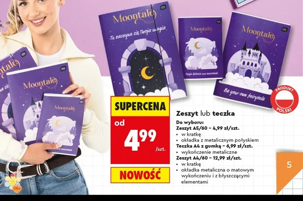 Teczka A4 z gumką Moontale Kayet promocja w Biedronka