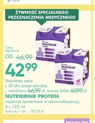Napój odżywczy Nutridrink Protein o smaku owoców leśnych promocja w Super-Pharm