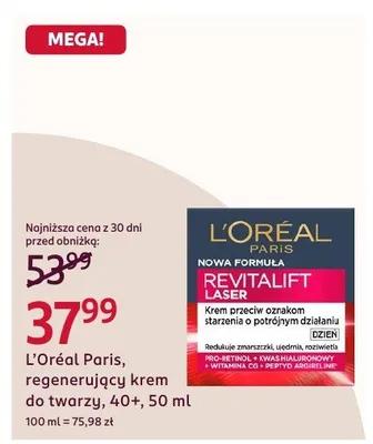Regenerujący krem do twarzy 40+ promocja w Rossmann