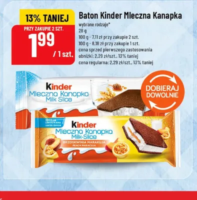Baton Kinder Mleczna Kanapka promocja w POLOmarket