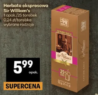 Herbata ekspresowa Sir William's promocja w Delikatesy Centrum