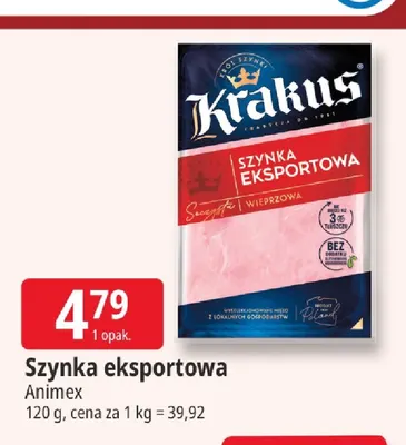 Szynka eksportowa Krakus promocja w Leclerc