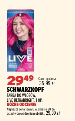 Farba do włosów Live Ultrabright Schwarzkopf promocja w Drogerie Natura