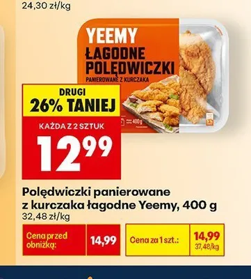 Polędwiczki panierowane z kurczaka łagodne Yeemy promocja w Biedronka